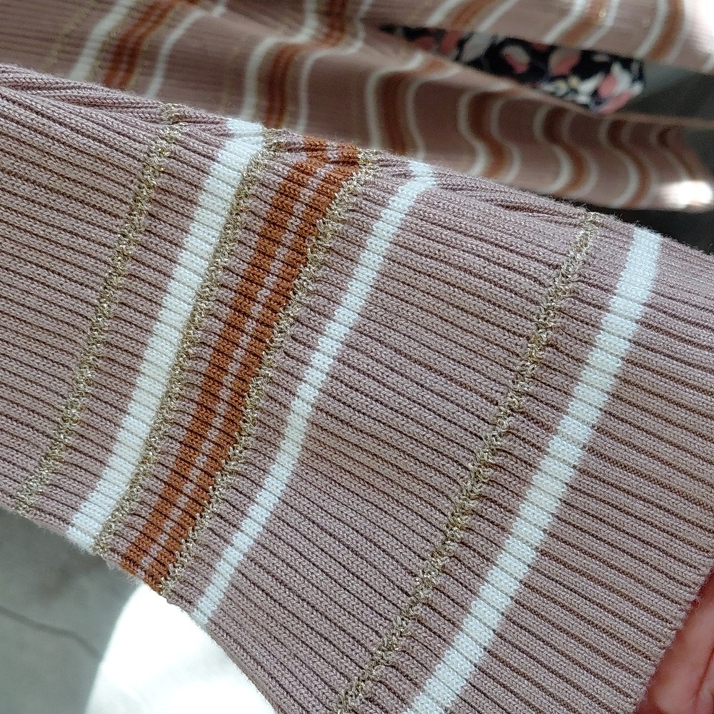 Striped Tan Long Belted Cardigan - Picture 6 of 11